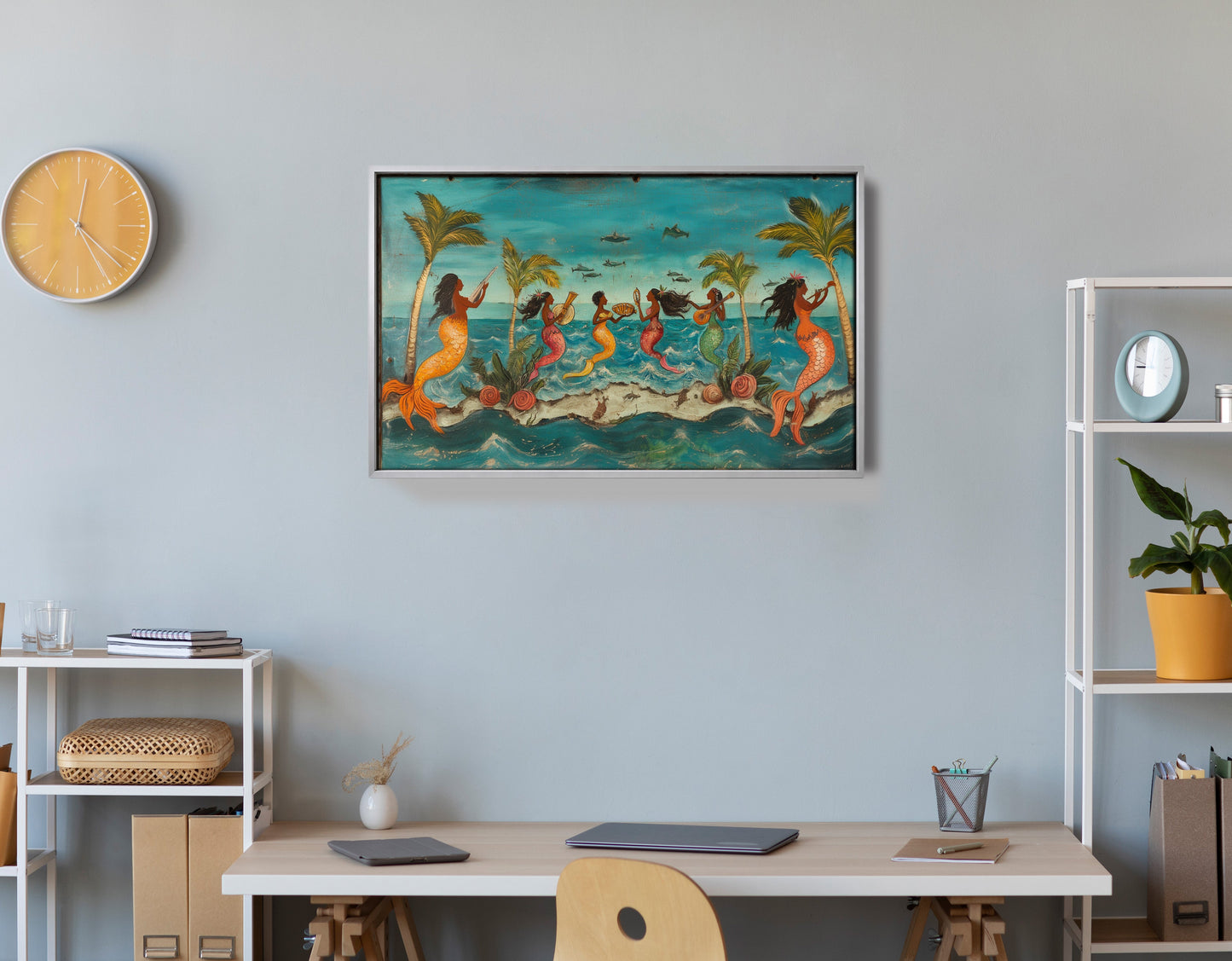 Black Mermaid Ocean Dance Caribbean wall art view 60