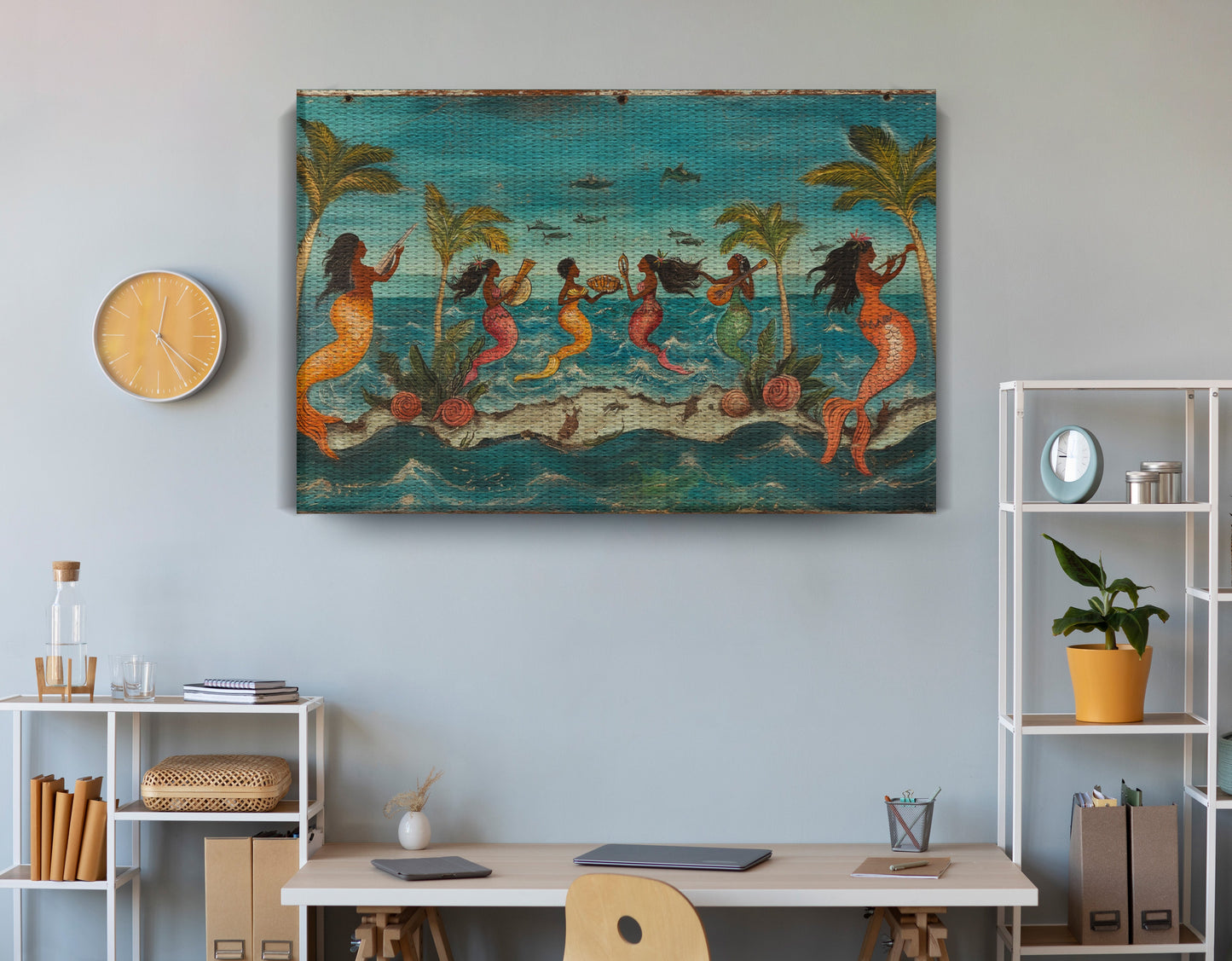 Black Mermaid Ocean Dance Caribbean wall art view 18