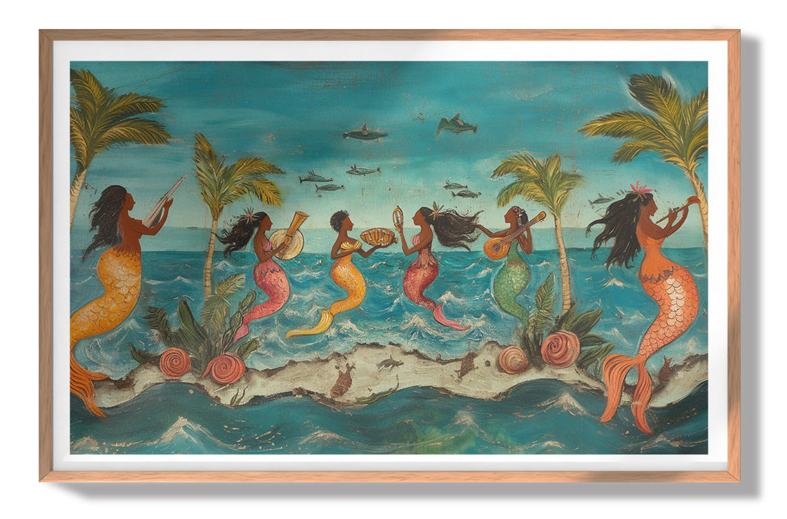 Black Mermaid Ocean Dance Caribbean wall art view 79