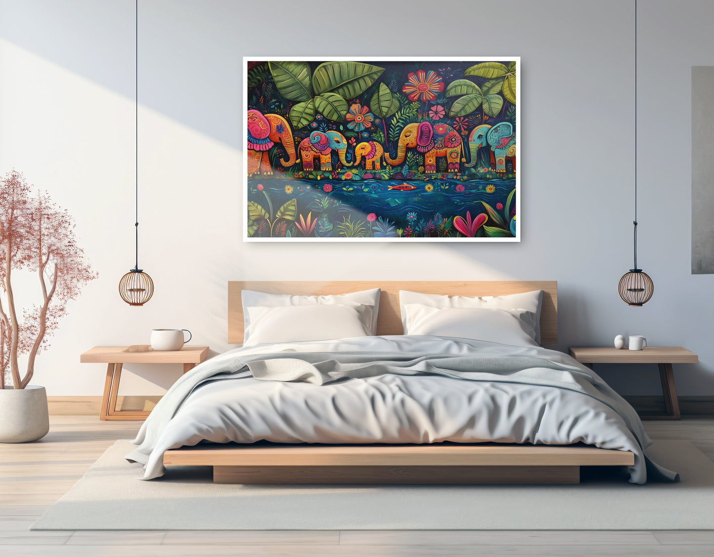Colorful Elephant Jungle Caribbean wall art artwork view