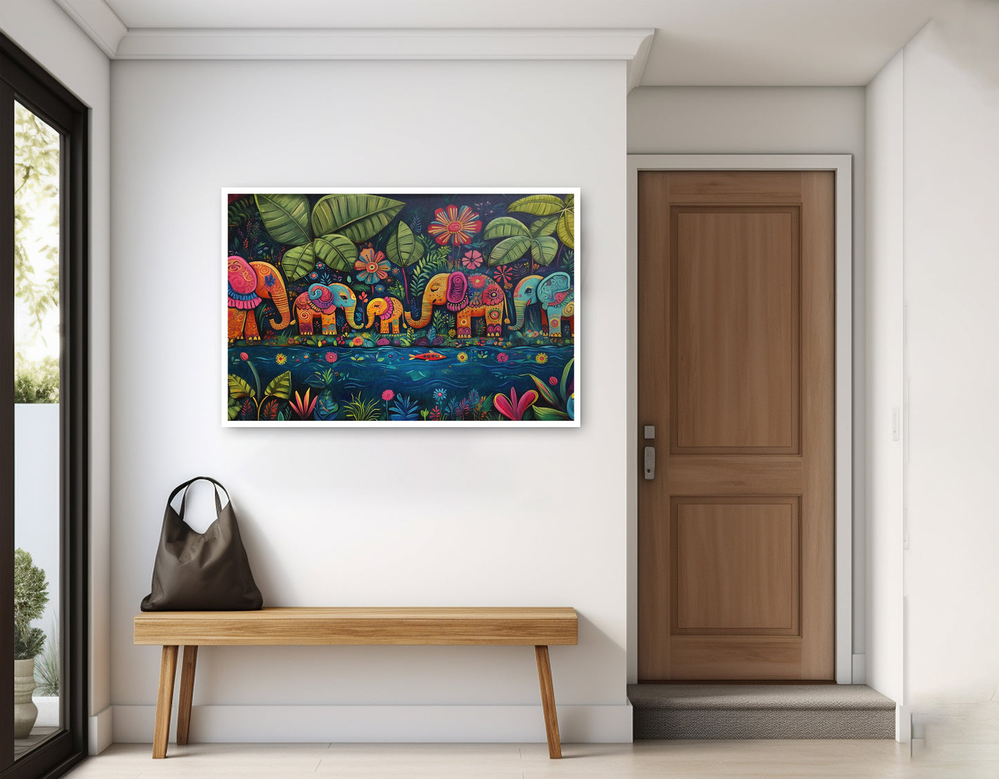 Colorful Elephant Jungle Caribbean wall art home decor view