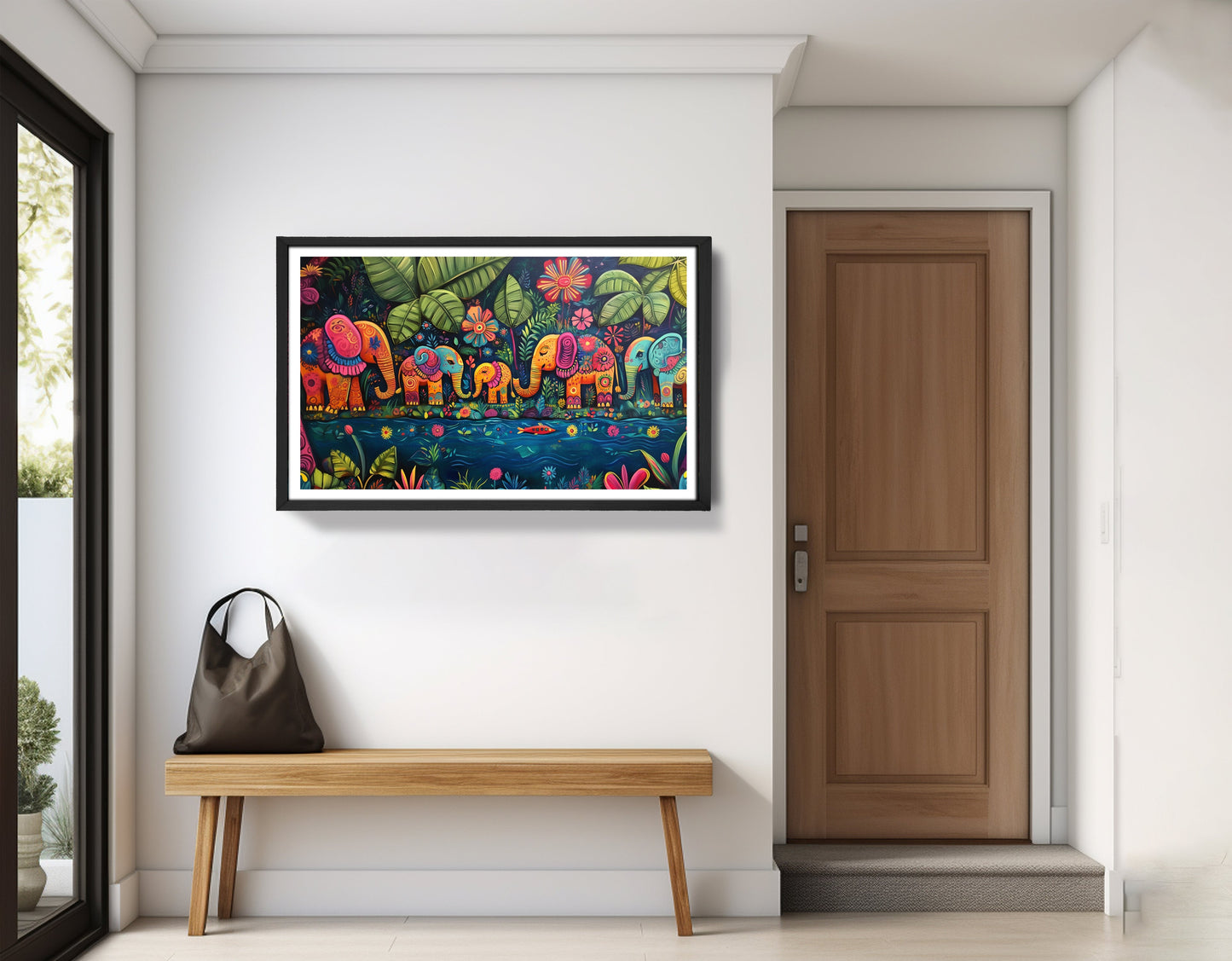Colorful Elephant Jungle Caribbean wall art view 71