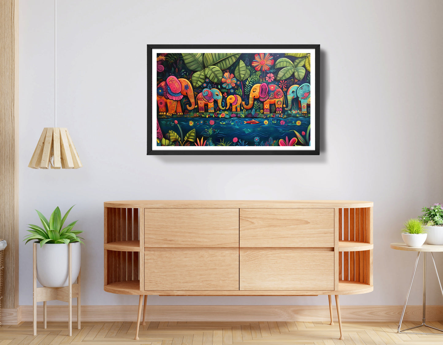 Colorful Elephant Jungle Caribbean wall art view 68