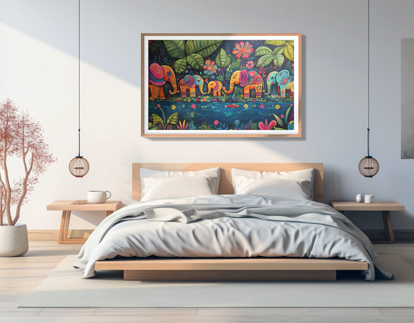 Colorful Elephant Jungle Caribbean wall art view 81