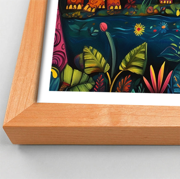 Colorful Elephant Jungle Caribbean wall art view 82