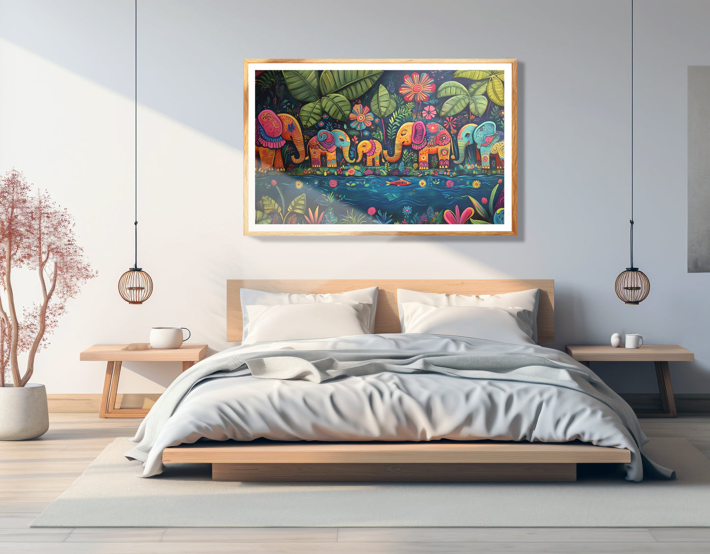 Colorful Elephant Jungle Caribbean wall art view 75