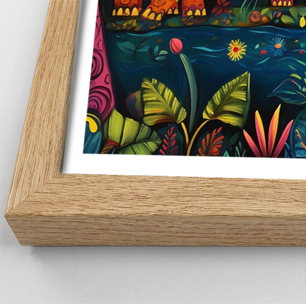 Colorful Elephant Jungle Caribbean wall art view 76