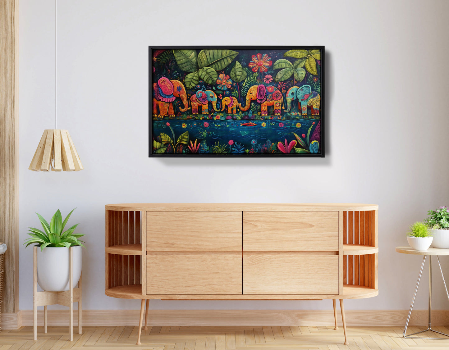 Colorful Elephant Jungle Caribbean wall art view 26