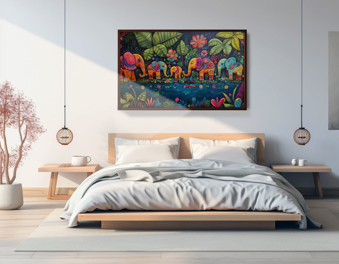 Colorful Elephant Jungle Caribbean wall art view 33