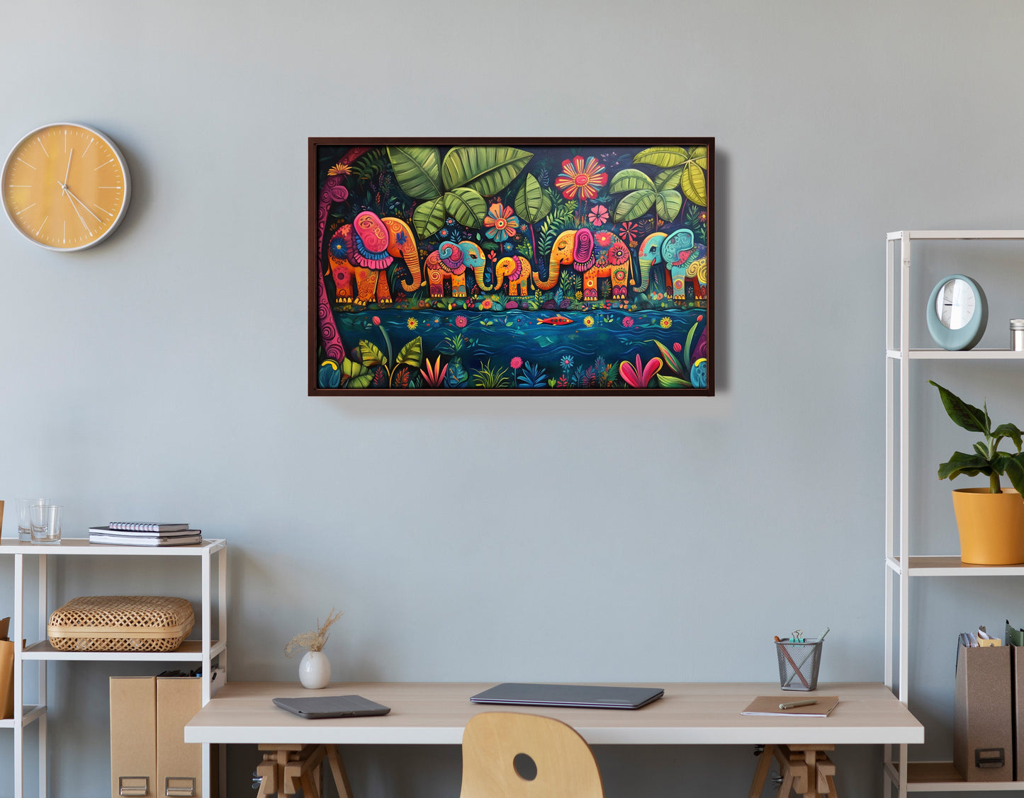 Colorful Elephant Jungle Caribbean wall art view 36