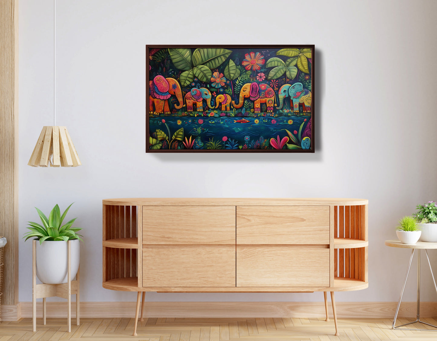 Colorful Elephant Jungle Caribbean wall art view 32