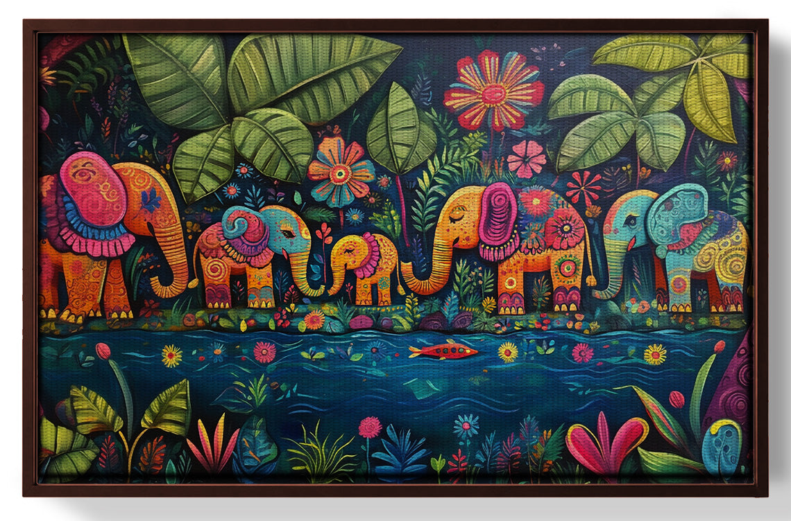 Colorful Elephant Jungle Caribbean wall art view 31