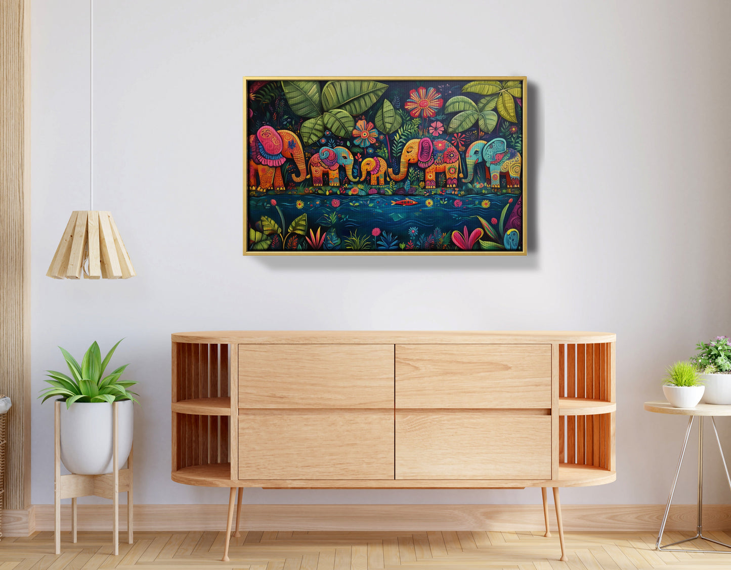 Colorful Elephant Jungle Caribbean wall art view 38