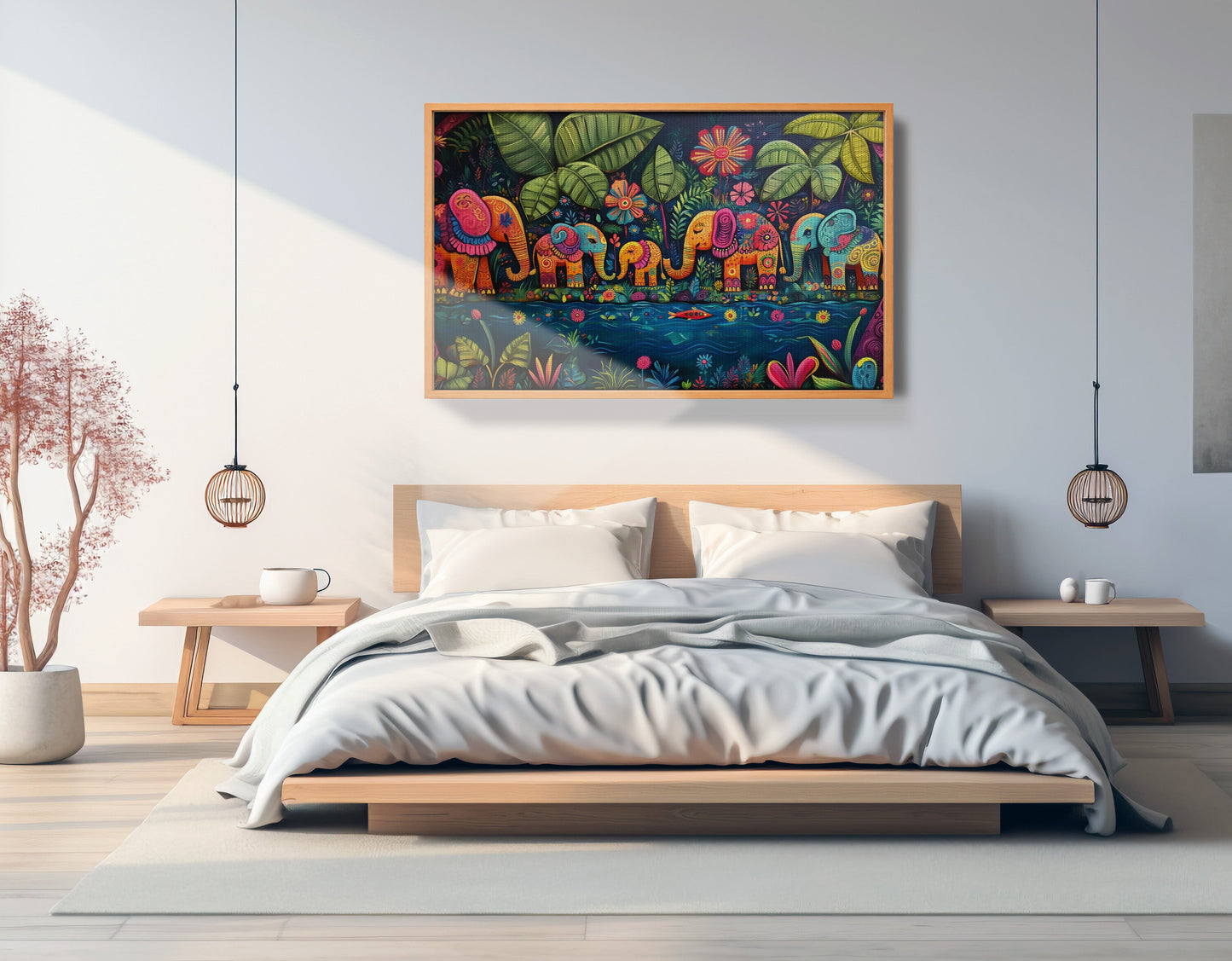 Colorful Elephant Jungle Caribbean wall art view 45