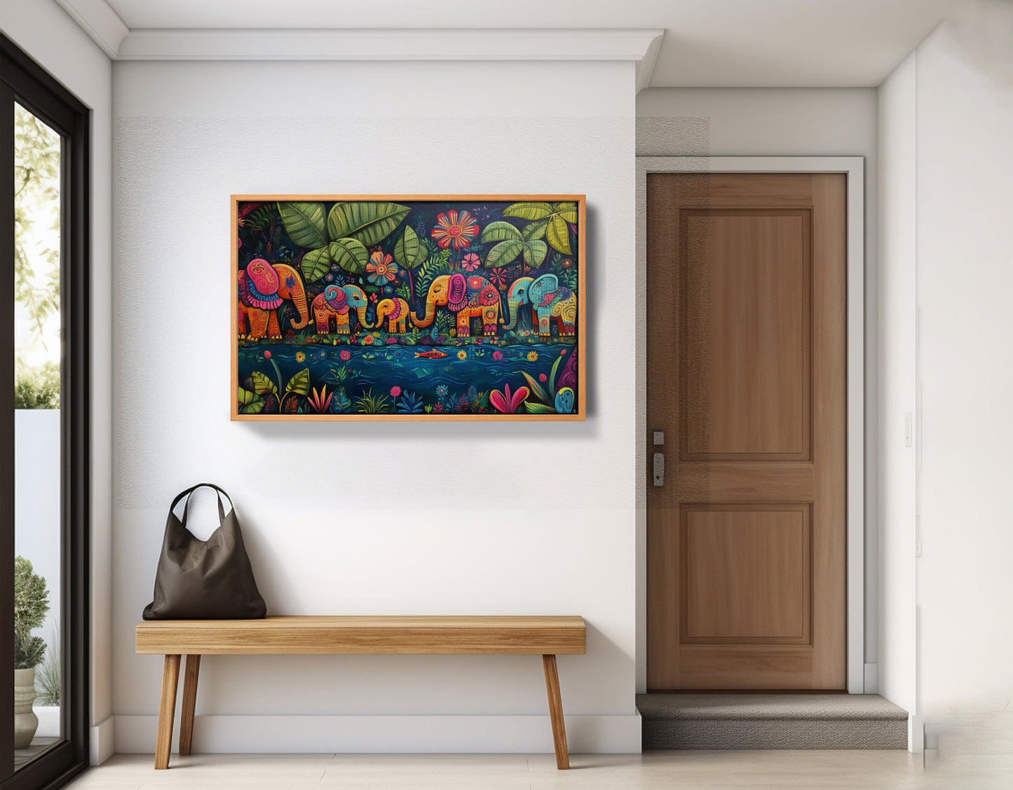 Colorful Elephant Jungle Caribbean wall art view 47