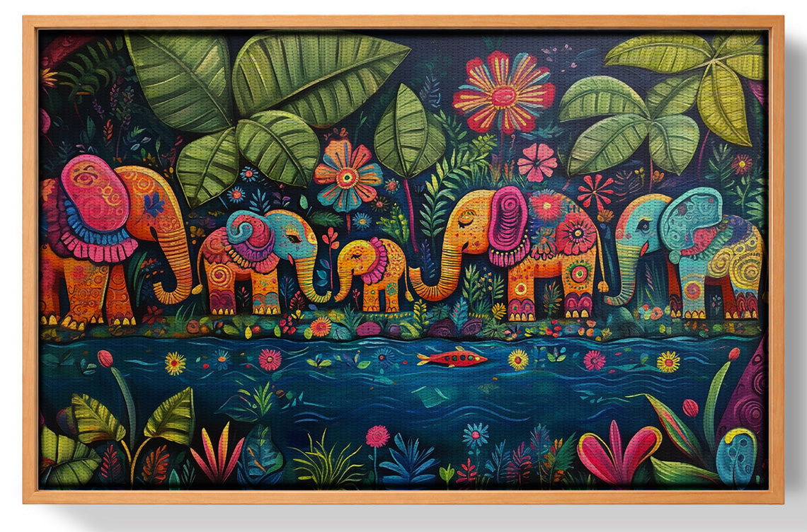 Colorful Elephant Jungle Caribbean wall art view 43