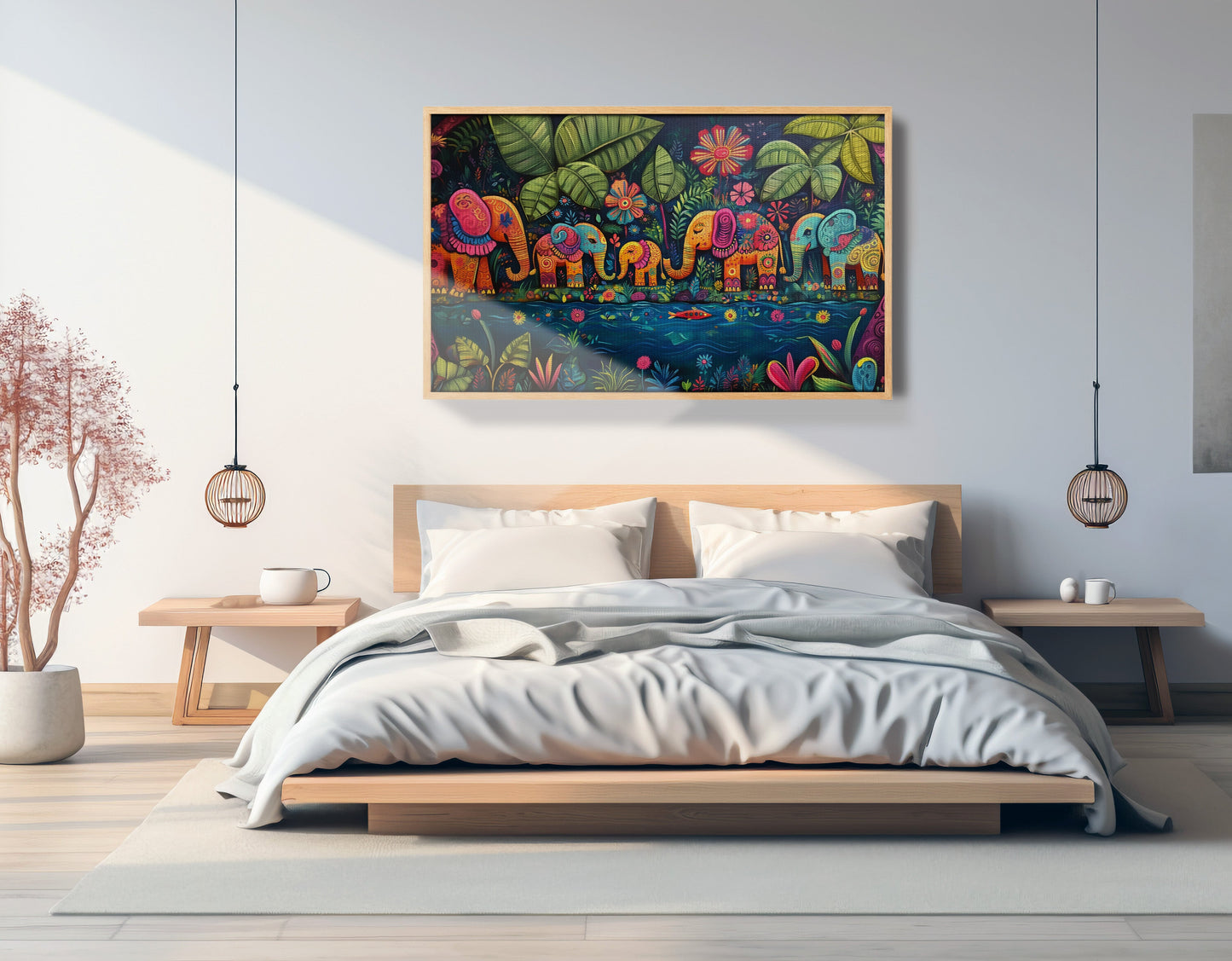 Colorful Elephant Jungle Caribbean wall art view 51