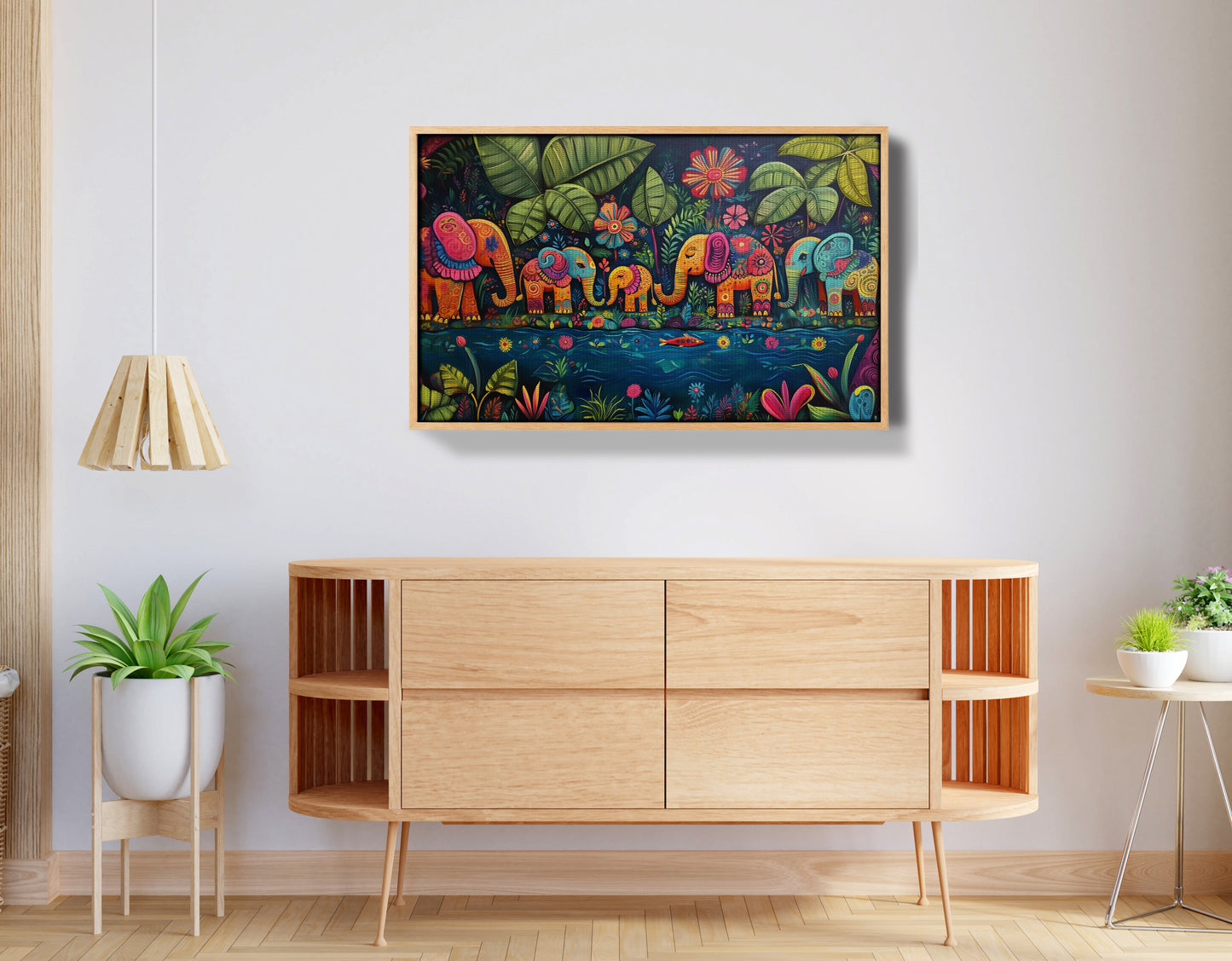 Colorful Elephant Jungle Caribbean wall art view 50
