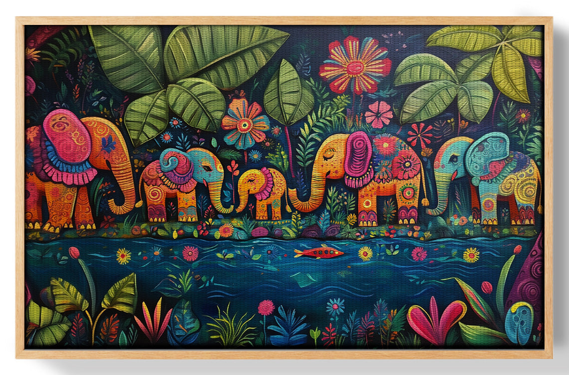 Colorful Elephant Jungle Caribbean wall art view 49