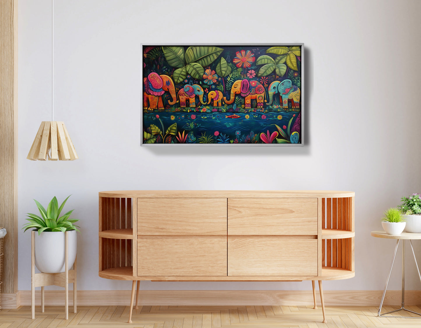Colorful Elephant Jungle Caribbean wall art view 56