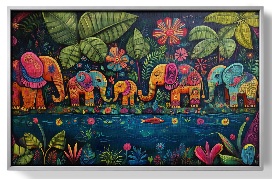 Colorful Elephant Jungle Caribbean wall art view 55