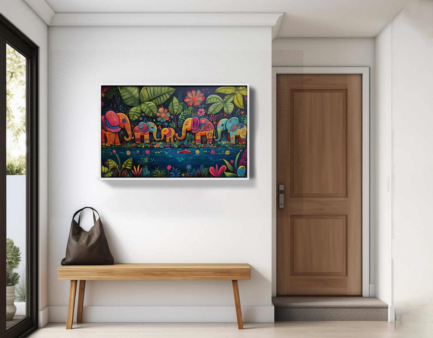 Colorful Elephant Jungle Caribbean wall art view 65