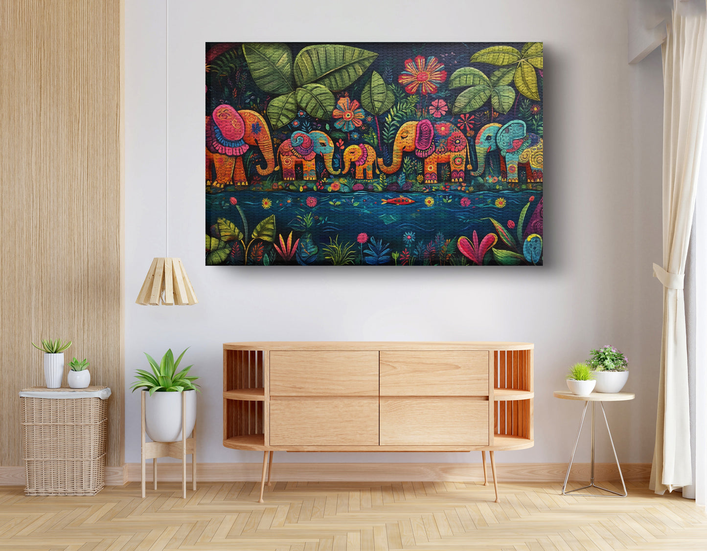 Colorful Elephant Jungle Caribbean wall art view 14