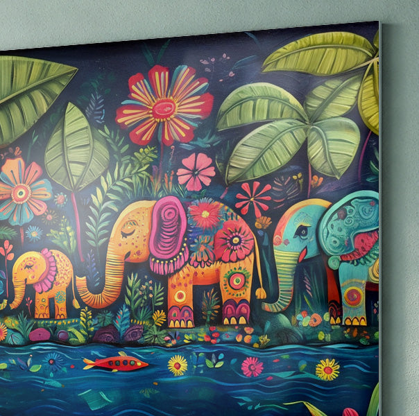 Colorful Elephant Jungle Caribbean wall art view 22