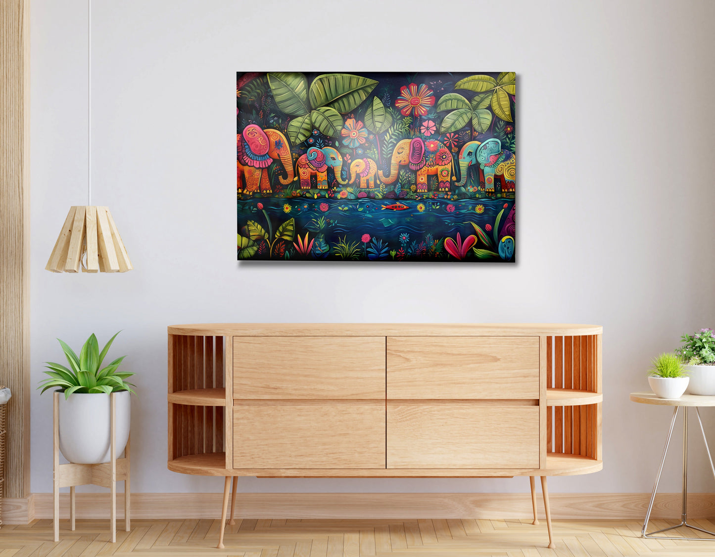 Colorful Elephant Jungle Caribbean wall art view 20