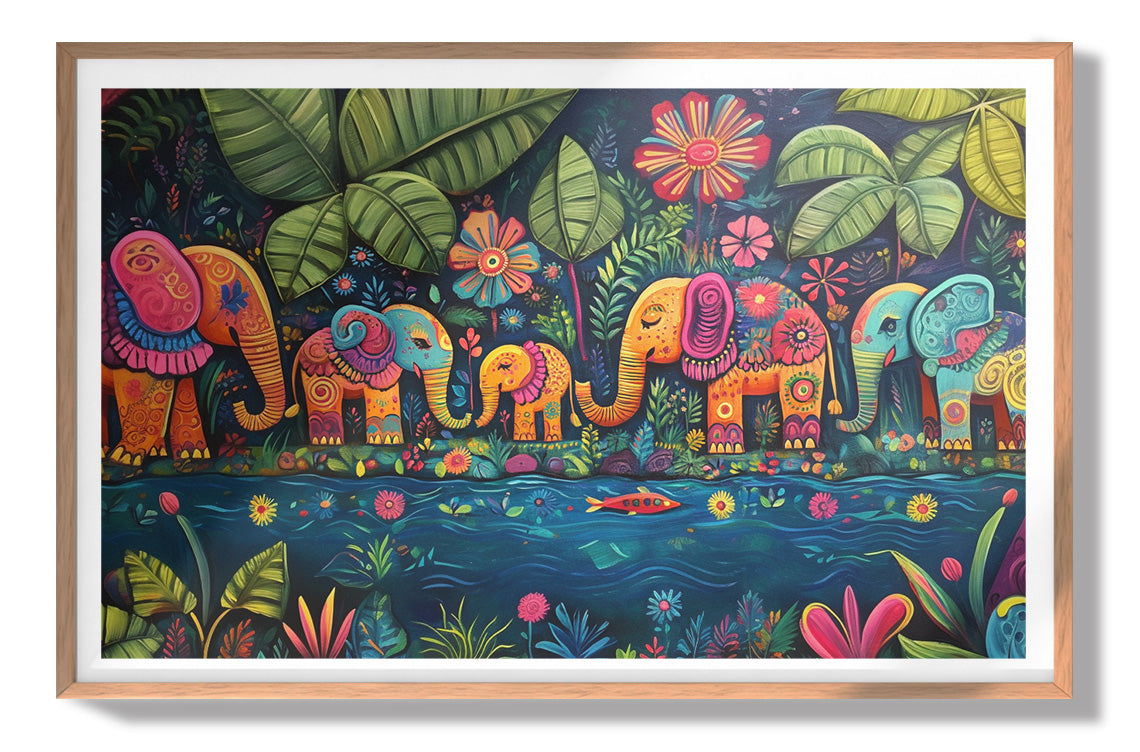 Colorful Elephant Jungle Caribbean wall art view 79