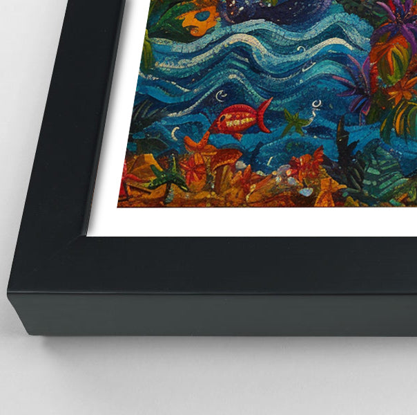 Black Mermaid Moonlit Ocean Caribbean wall art view 70