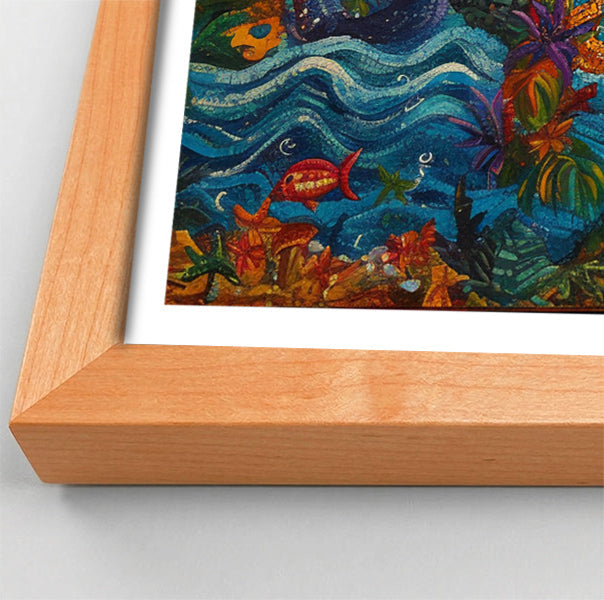 Black Mermaid Moonlit Ocean Caribbean wall art view 82