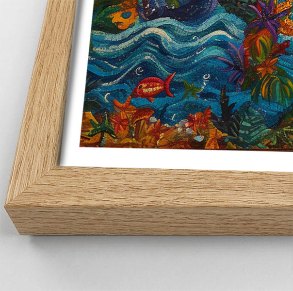 Black Mermaid Moonlit Ocean Caribbean wall art view 76