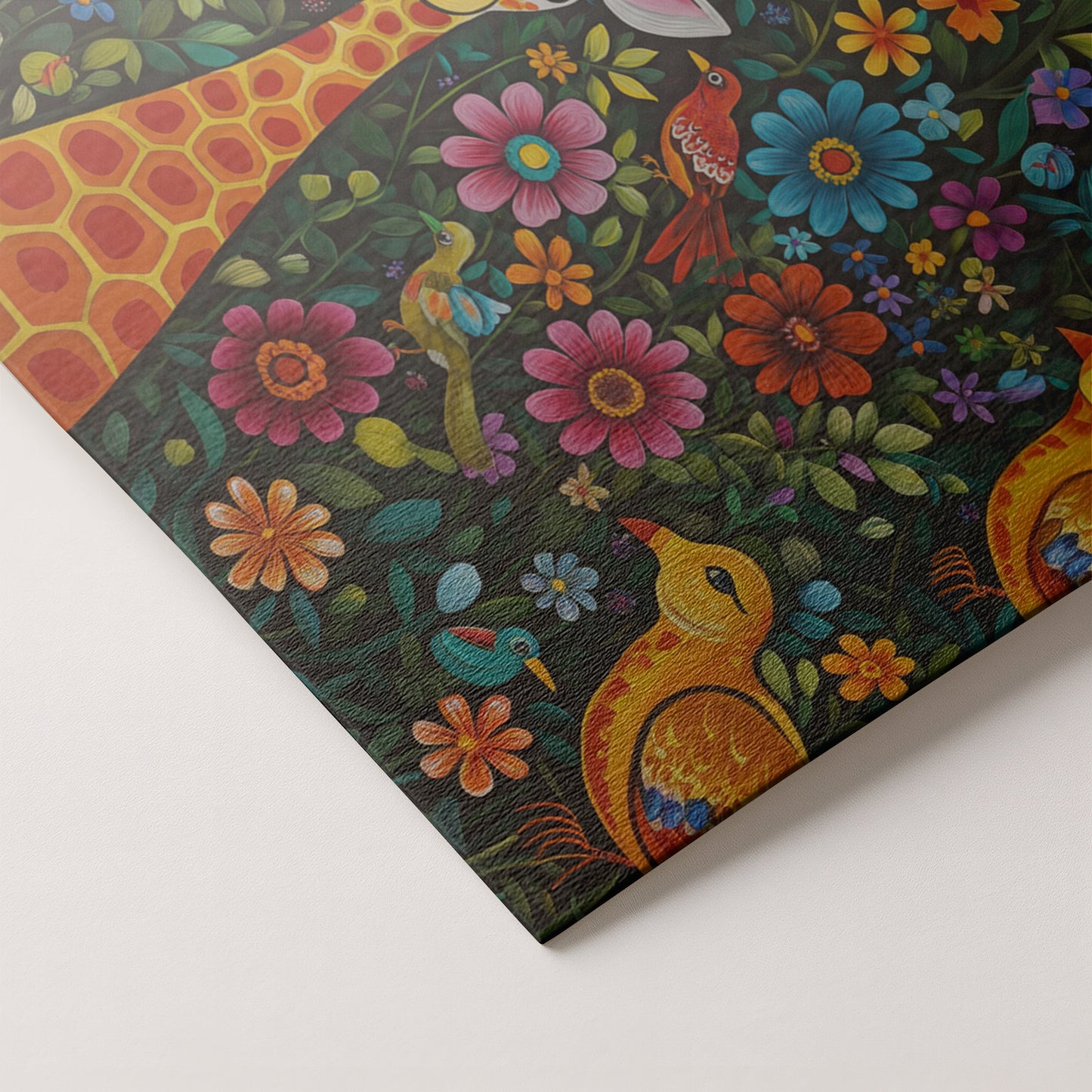 Giraffe Floral Folk Caribbean wall art artwork by MoomZee Artwork