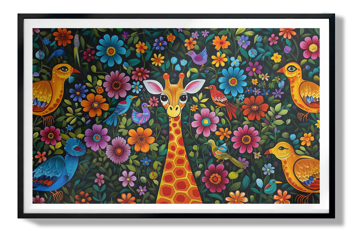 Giraffe Floral Folk Caribbean wall art view 67