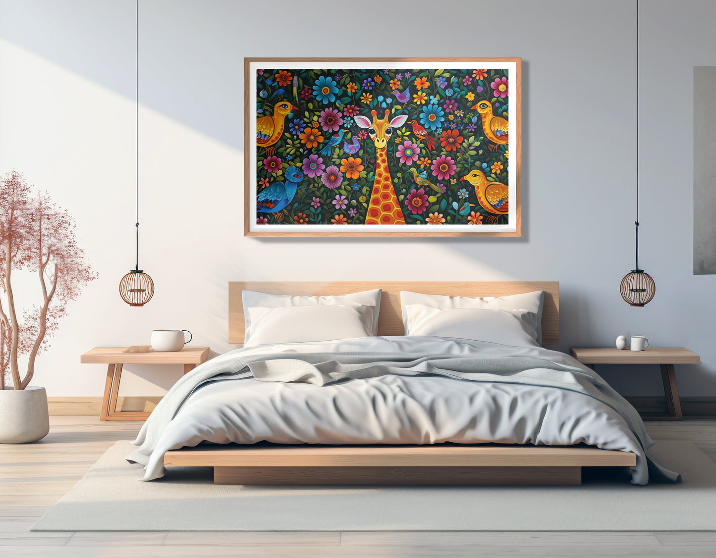 Giraffe Floral Folk Caribbean wall art view 81