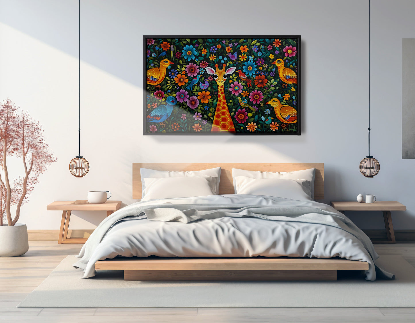 Giraffe Floral Folk Caribbean wall art view 27