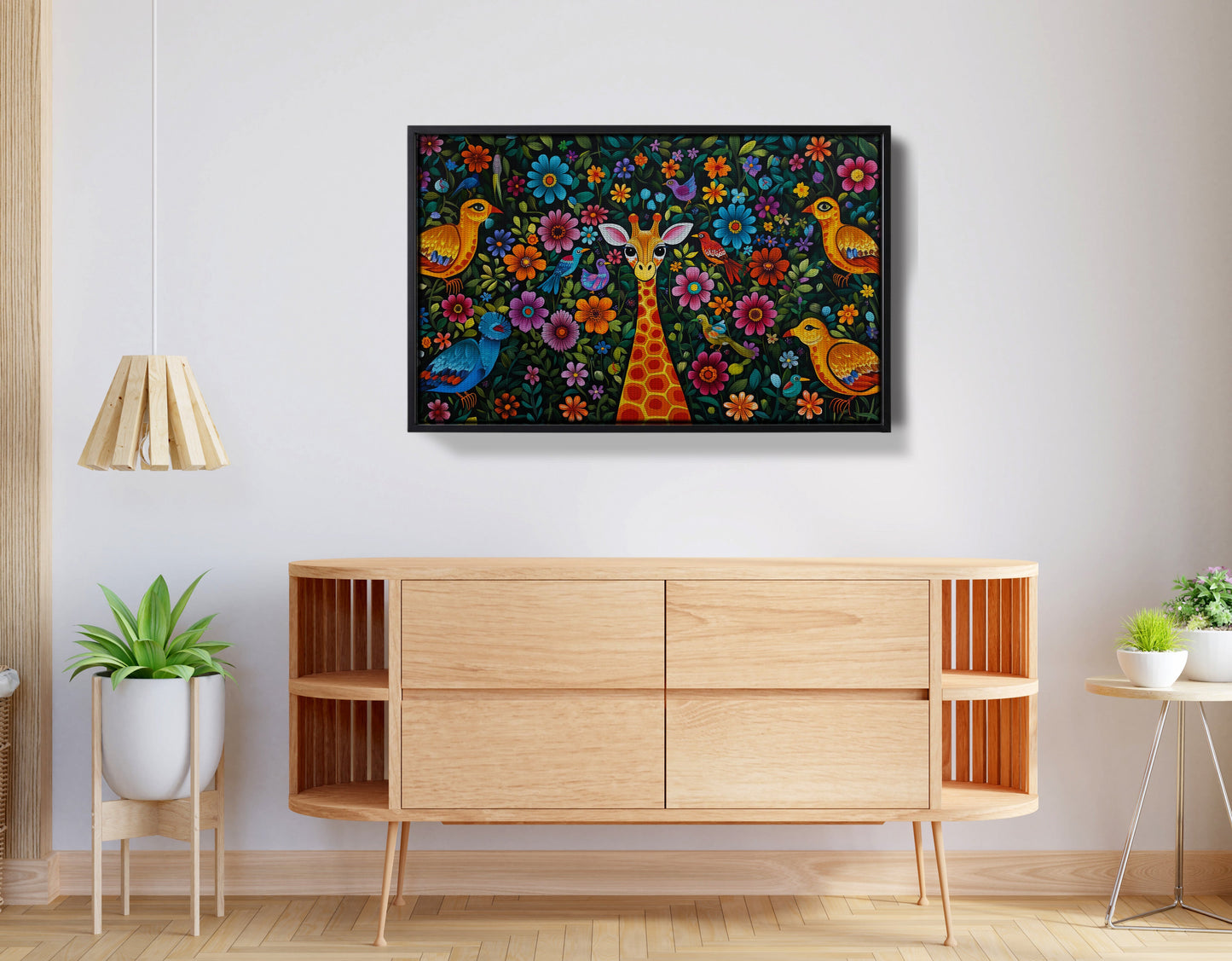 Giraffe Floral Folk Caribbean wall art view 26