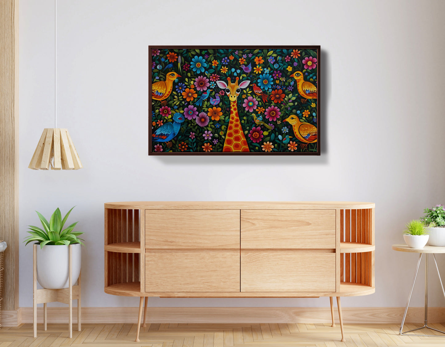 Giraffe Floral Folk Caribbean wall art view 32