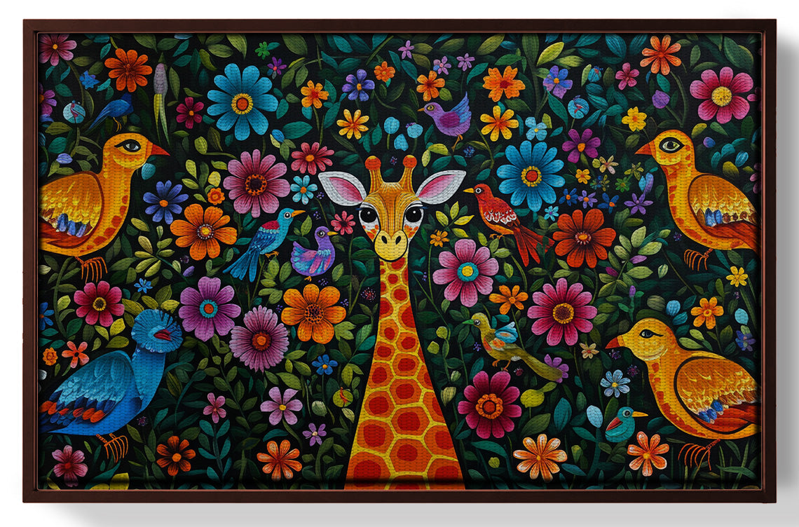 Giraffe Floral Folk Caribbean wall art view 31