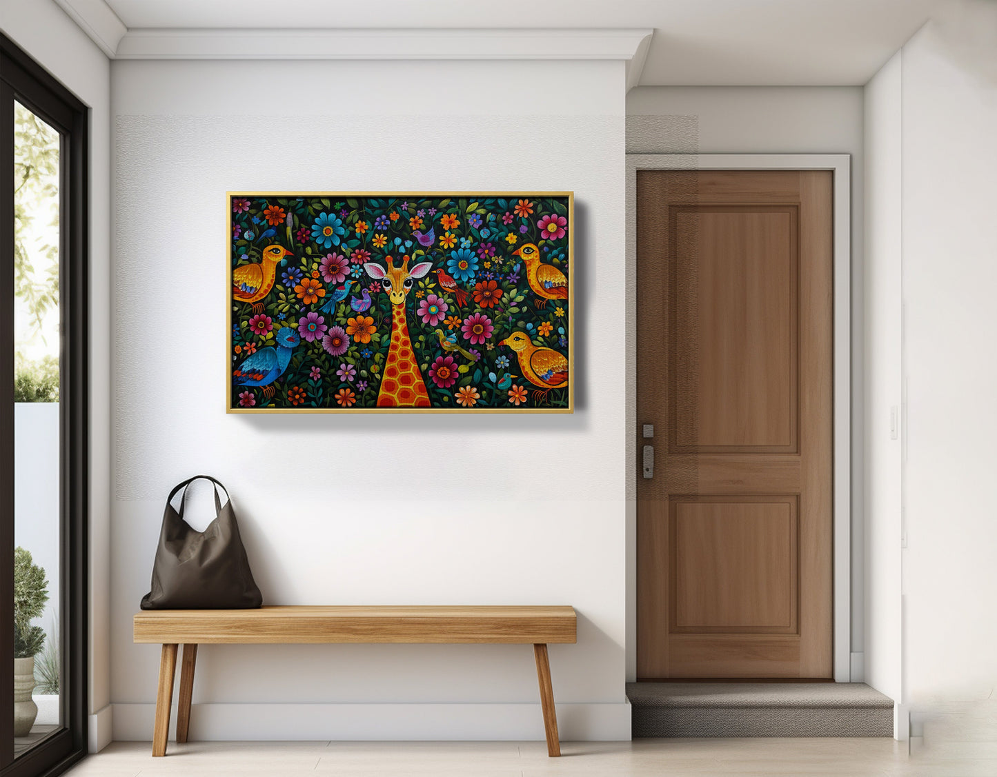 Giraffe Floral Folk Caribbean wall art view 41