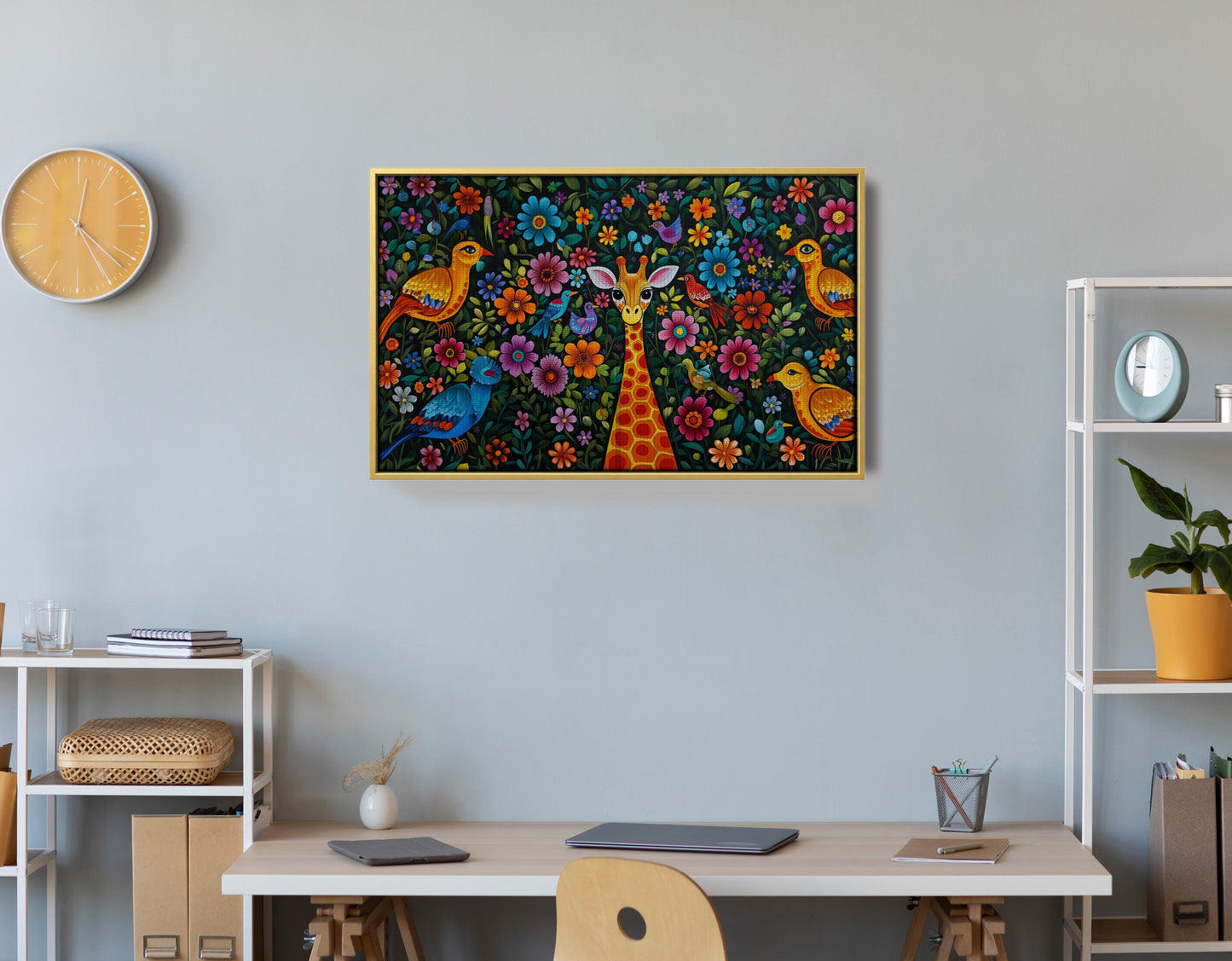 Giraffe Floral Folk Caribbean wall art view 42