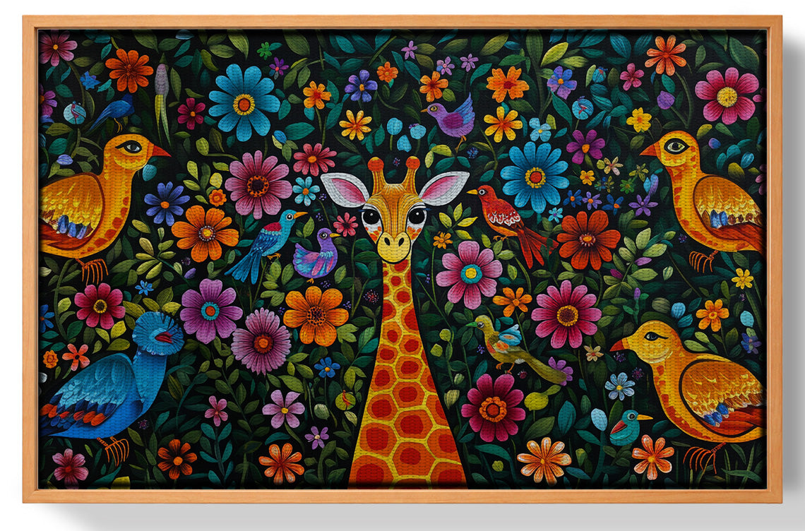 Giraffe Floral Folk Caribbean wall art view 43