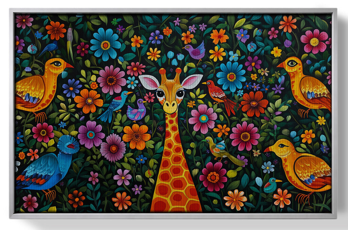Giraffe Floral Folk Caribbean wall art view 55