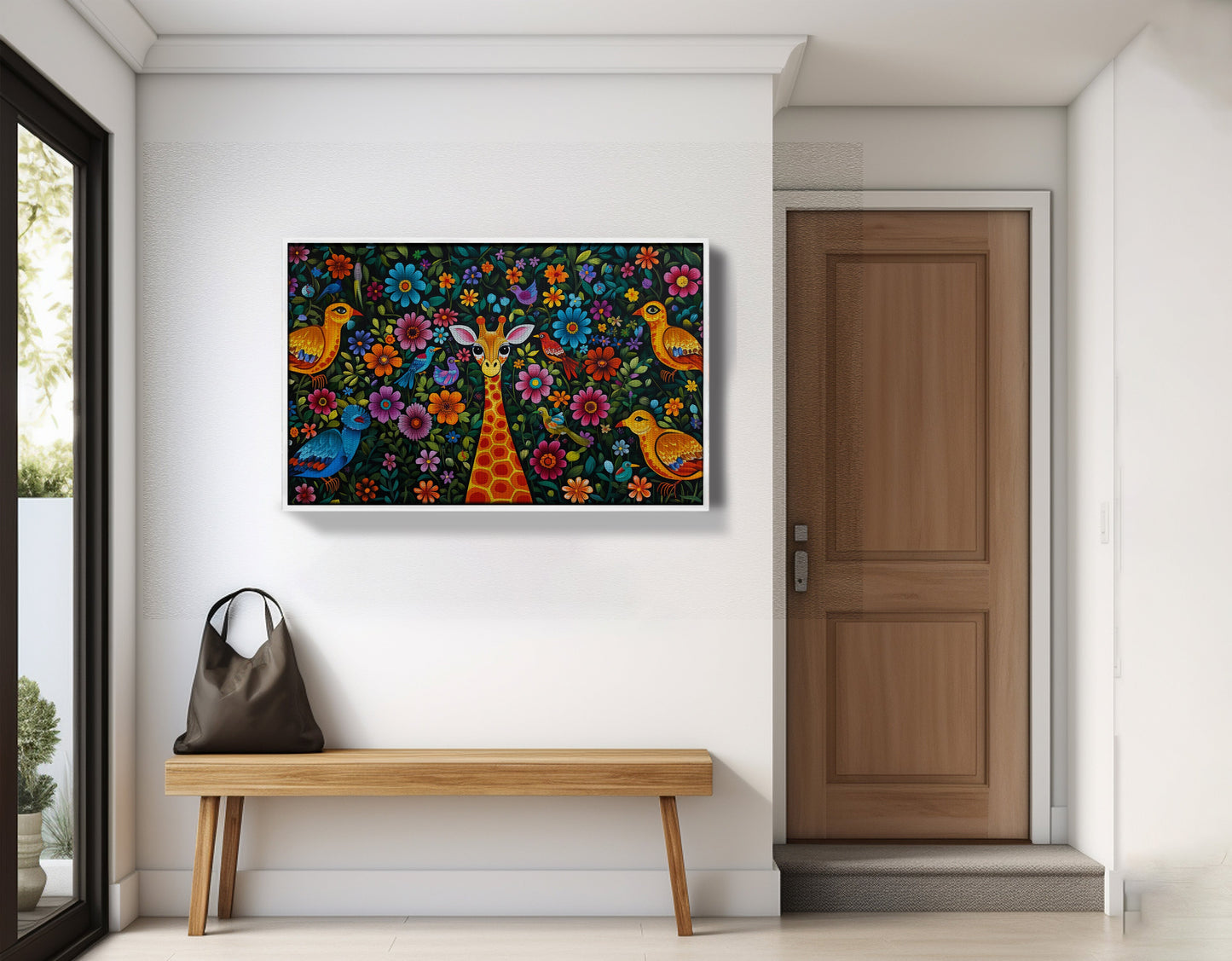 Giraffe Floral Folk Caribbean wall art view 65