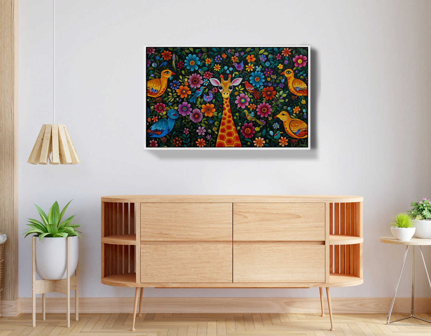 Giraffe Floral Folk Caribbean wall art view 62