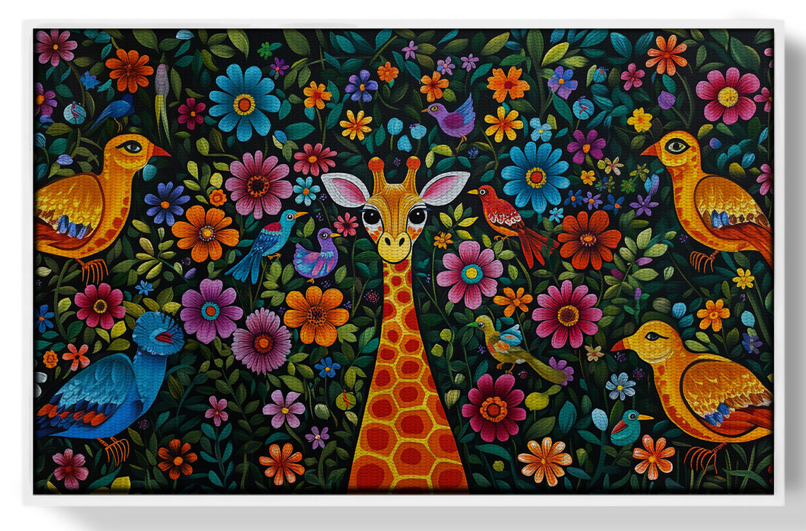Giraffe Floral Folk Caribbean wall art view 61