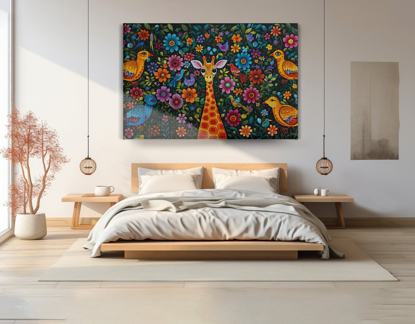 Giraffe Floral Folk Caribbean wall art view 15