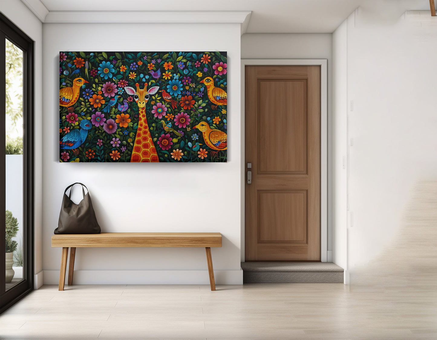 Giraffe Floral Folk Caribbean wall art view 17