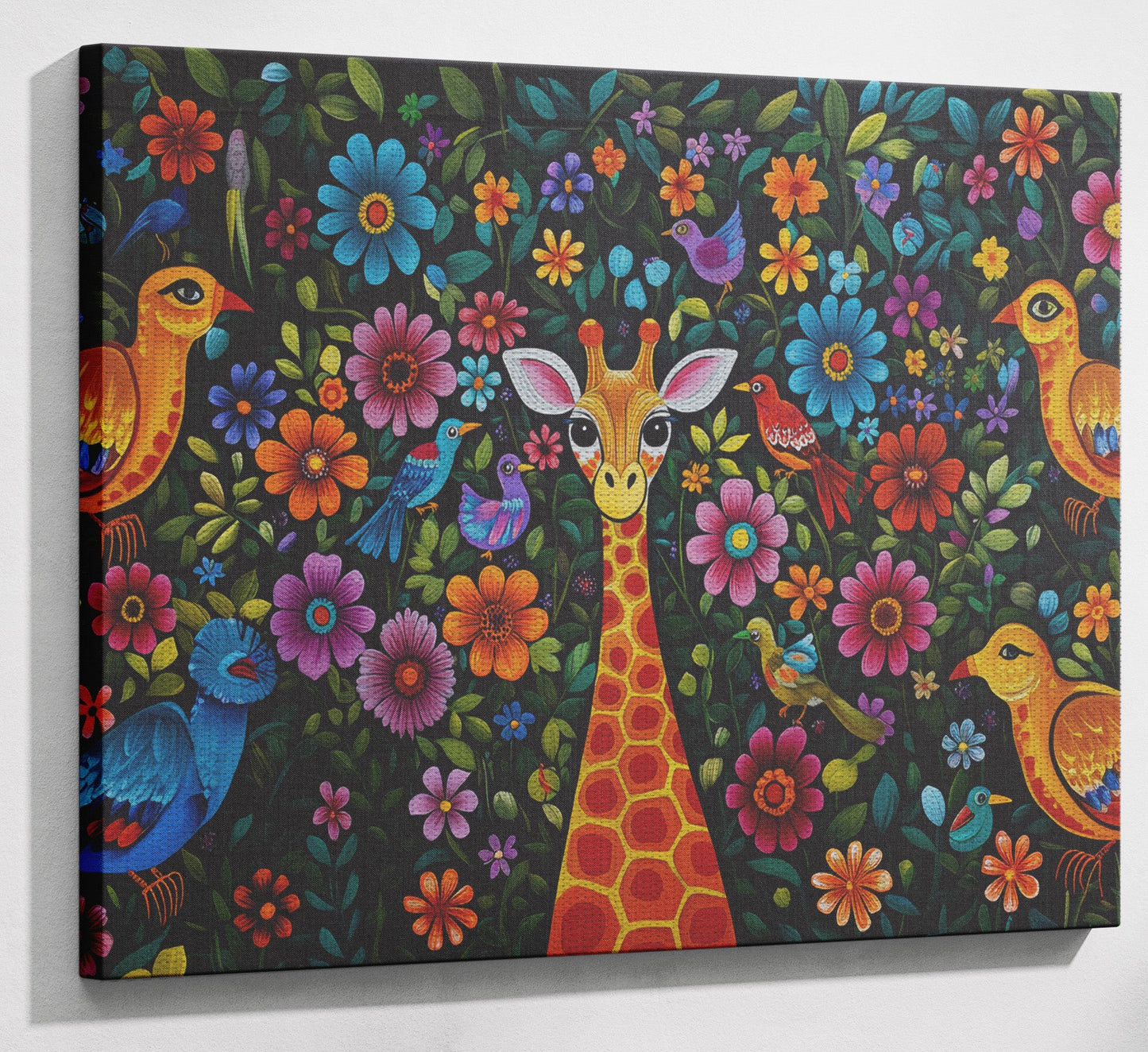 Giraffe Floral Folk Caribbean wall art view 13